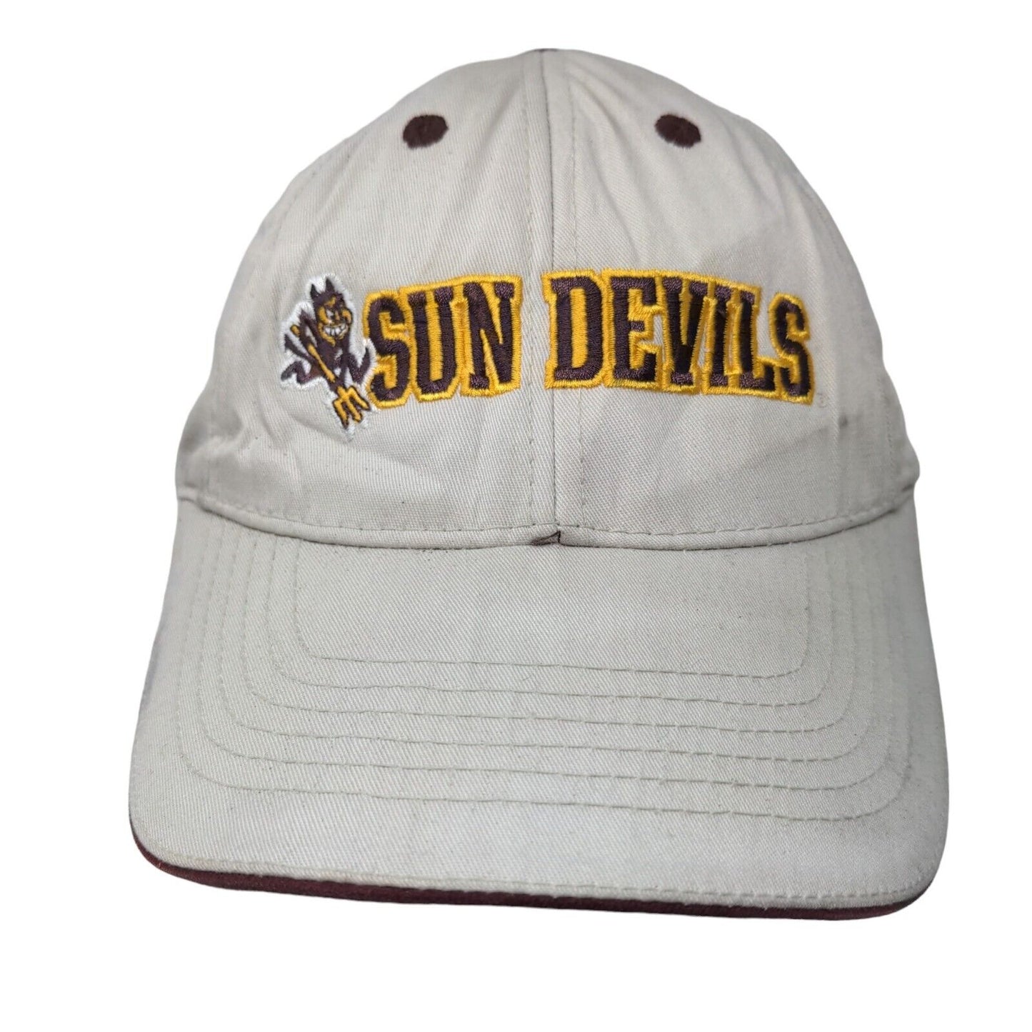 Captivating HeadGear Men's Strapback Hat Tan ASU Sun Devils Embroidered Logo