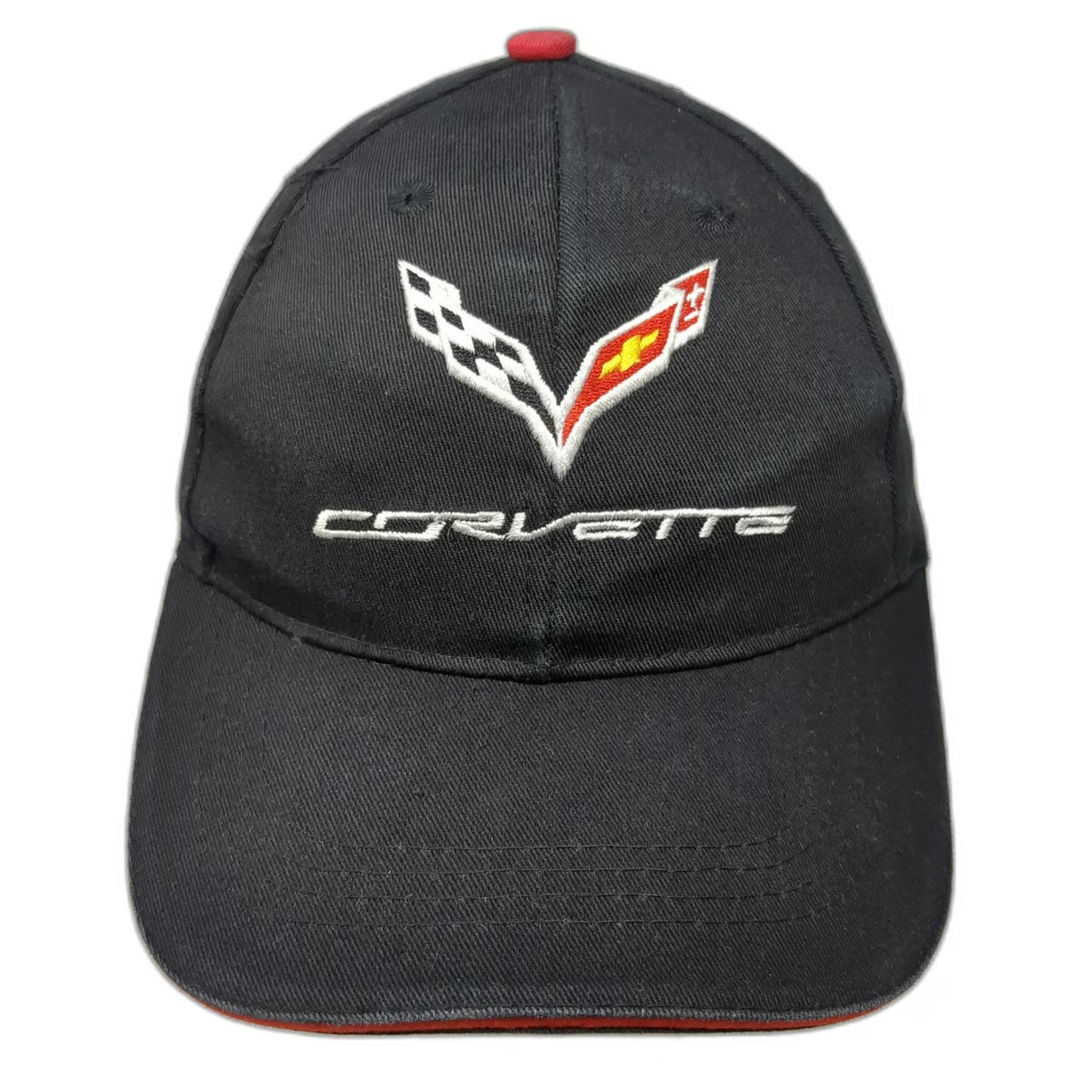 Corvette C7 Logo Baseball Cap Black One Size Cotton Embroidered Slideback Hat