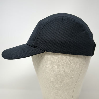 Headsweats 5 Panel Black Hat One Size Polyester Runner Logo Athletic Performance
