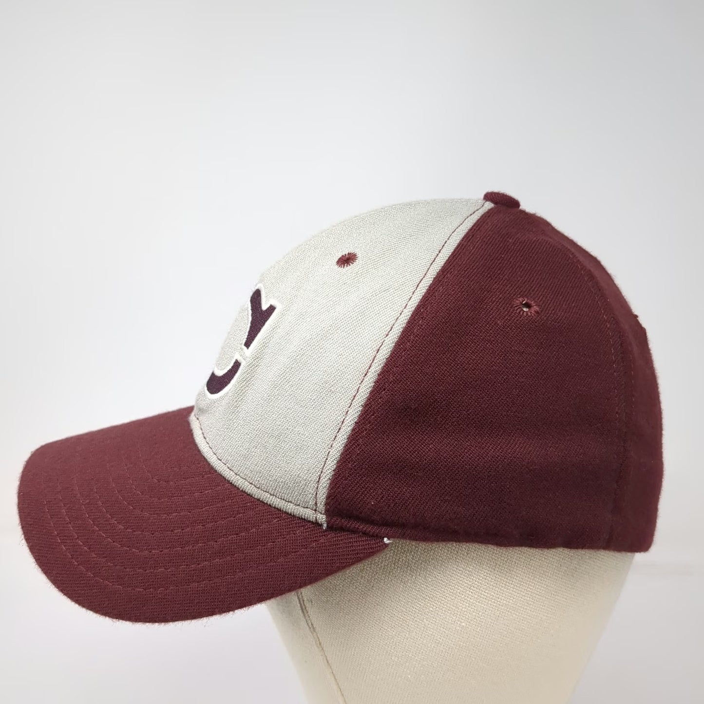 American Made Cap Co. Baseball Cap Red Gray L 122 Two Tone Logo Made in USA Hat