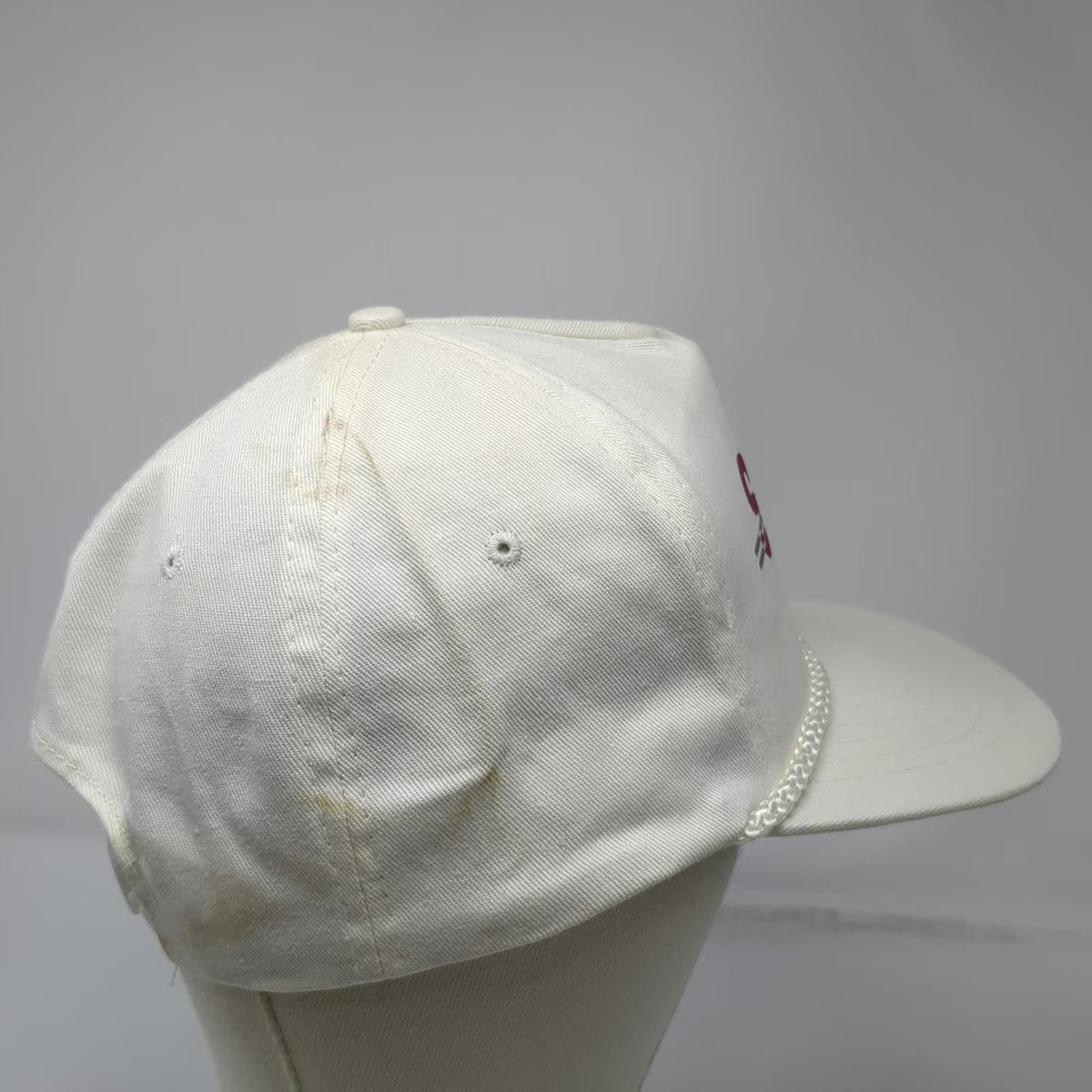 5 Panel White Red Gray One Size Rope Hat Snapback SEI Graphic Logo Cotton