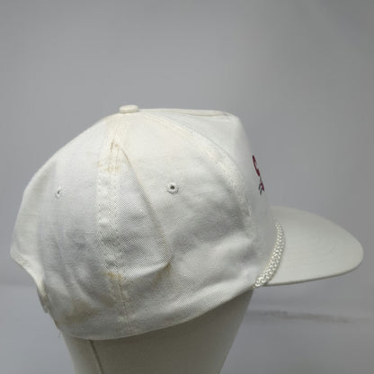 5 Panel White Red Gray One Size Rope Hat Snapback SEI Graphic Logo Cotton