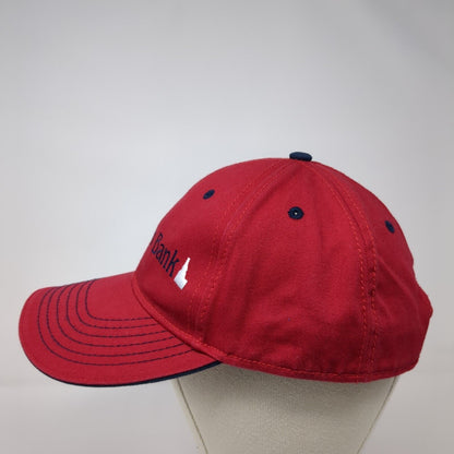 D.L. Evans Bank Strapback Hat Red One Size Adjustable Embroidered Cotton