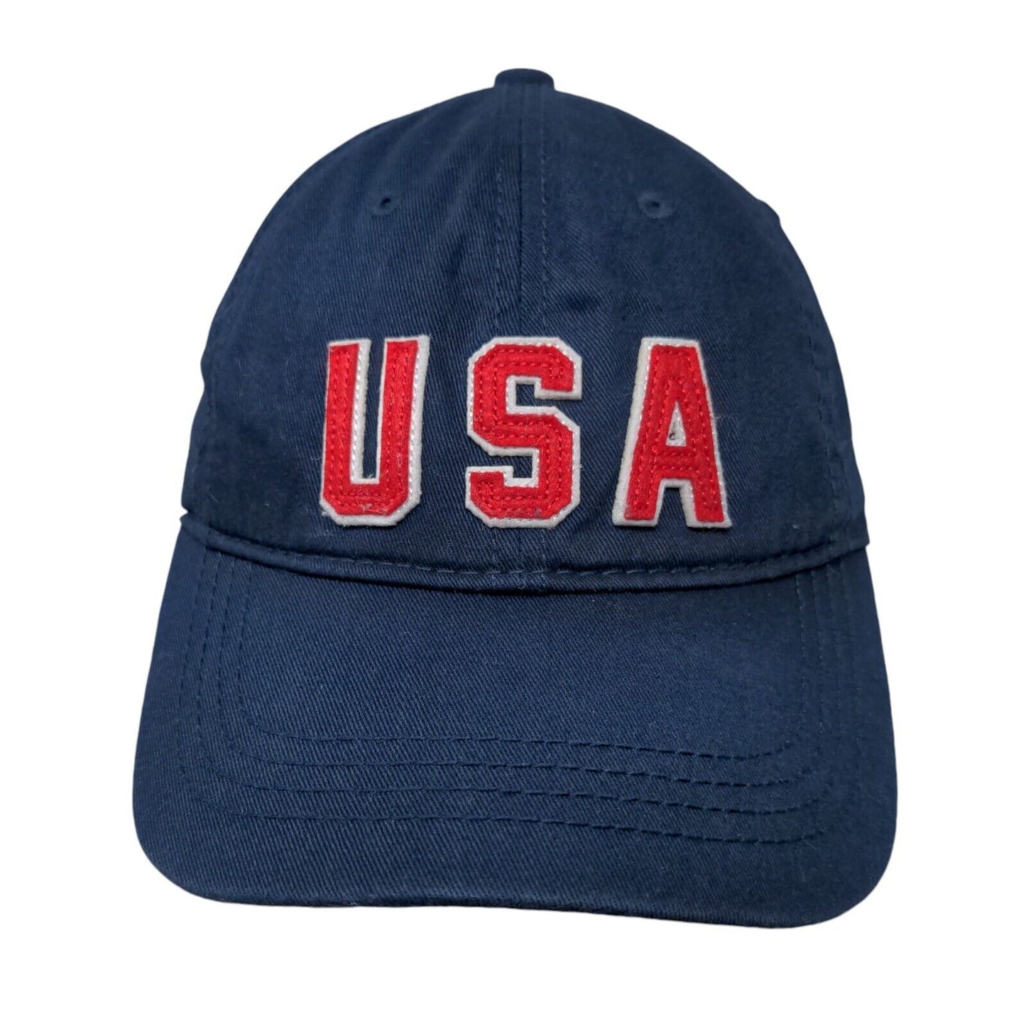 USA Slideback Hat Blue One Size Adjustable Embroidered Vented Holes 6 Panel