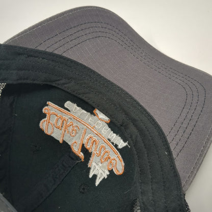 Mountain Trucker Hat Gray Black Orange White One Size Snapback Lake Tahoe Mesh