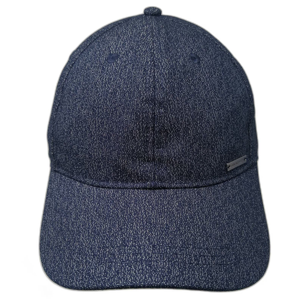 Van Heusen Baseball Cap Blue One Size Metal Logo Heathered Wool Blend Hat
