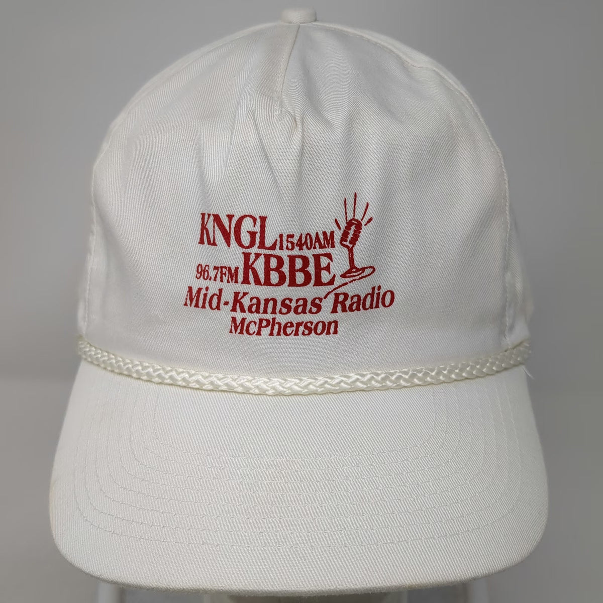 Falcon 5 Panel White One Size Rope Snapback Mid-Kansas Radio McPherson Hat