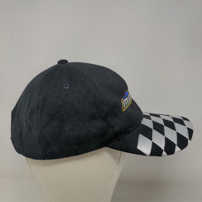 Team Menard Men's Strapback Hat Black Embroidered Checkered Flag Logo Cotton