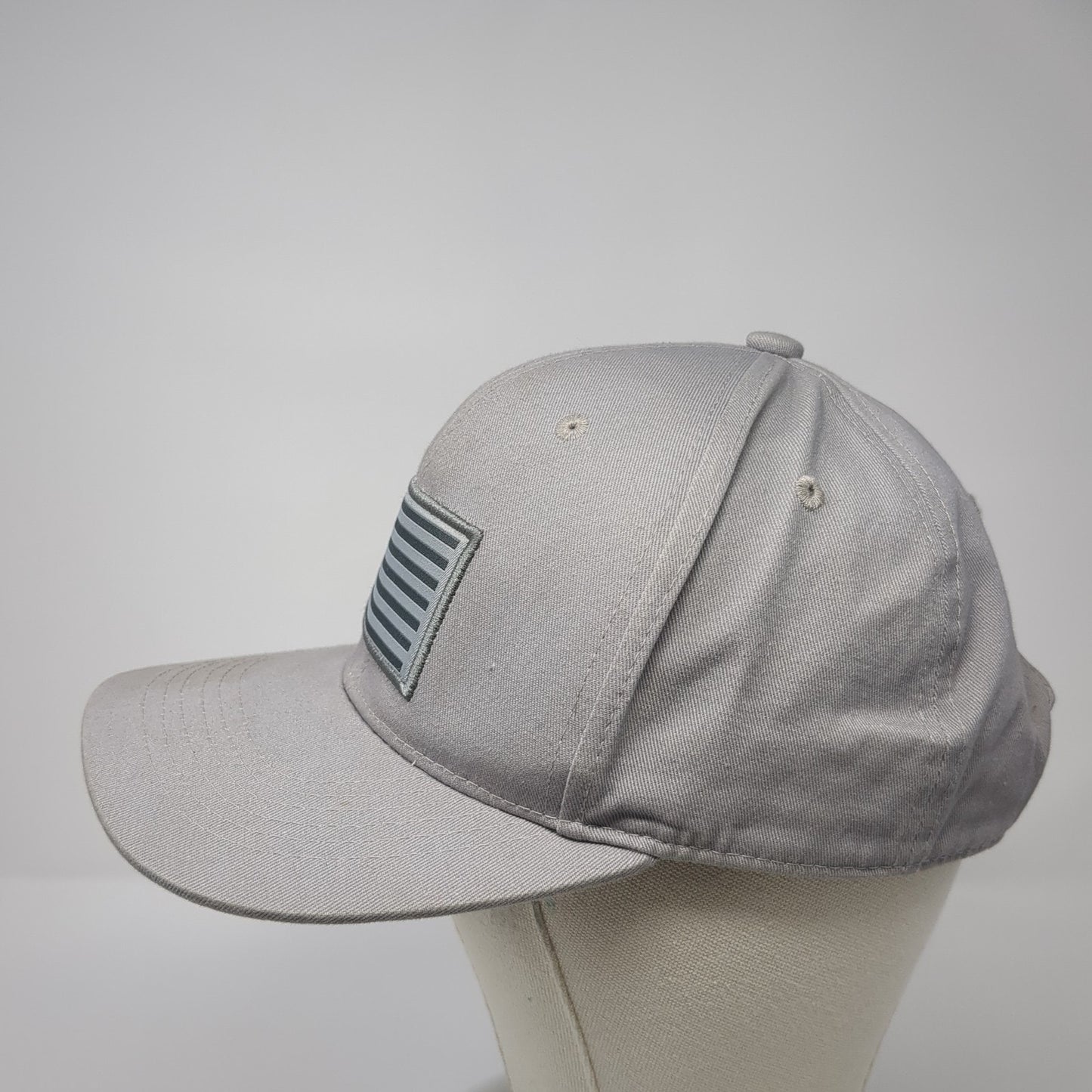 American Flag Baseball Cap Gray OS Adjustable Embroidered Patriotic Black Eagle