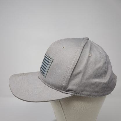 American Flag Baseball Cap Gray OS Adjustable Embroidered Patriotic Black Eagle