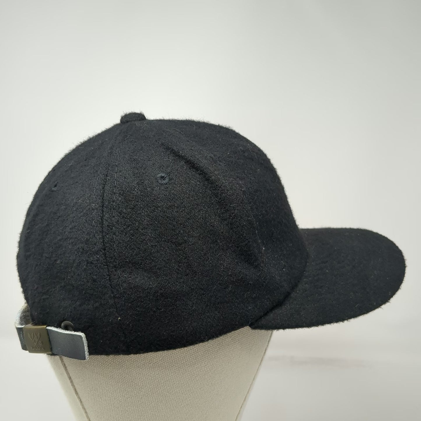Yupoong Baseball Cap Black One Size Wool Blend Slideback Strapback Plain Hat