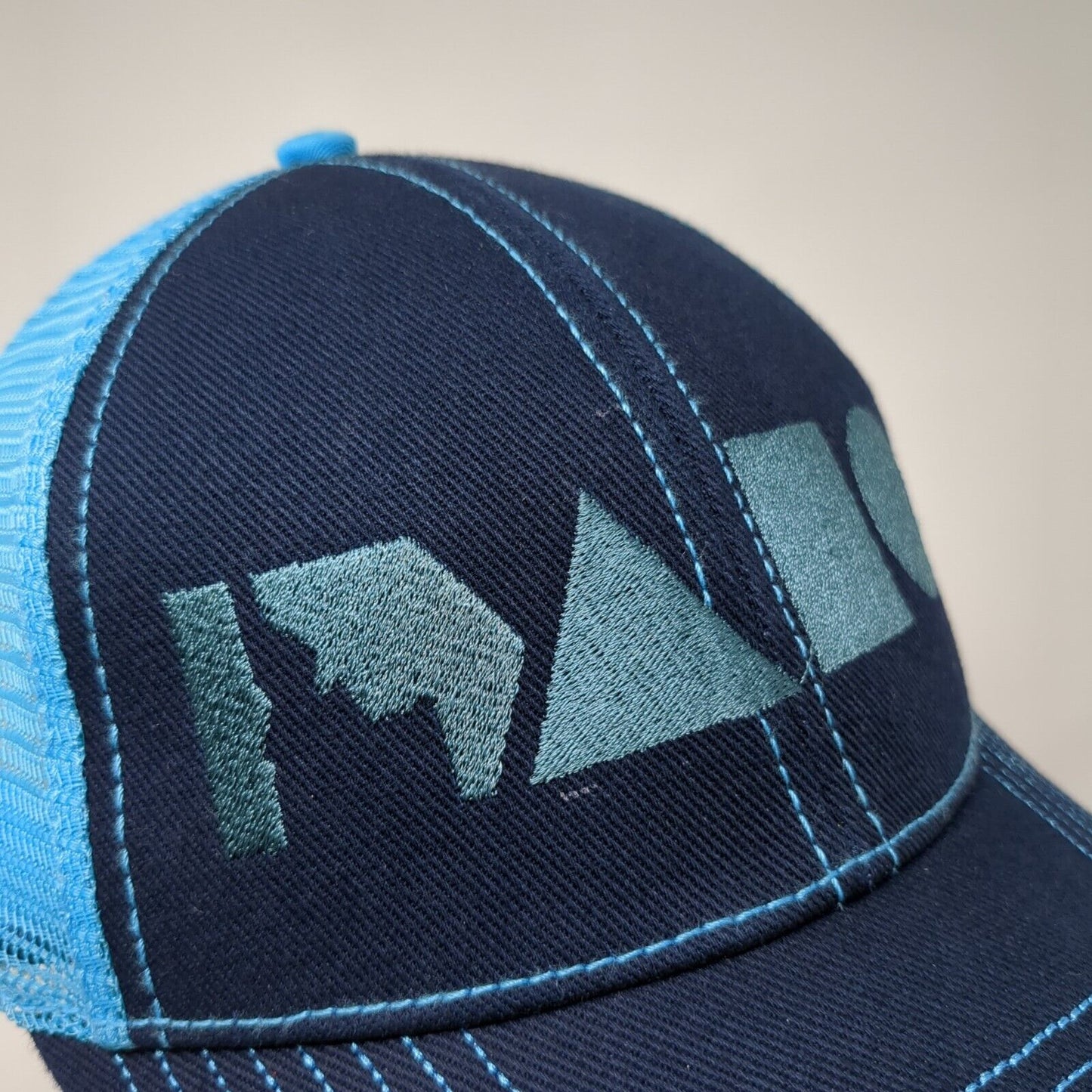 Idaho Strapback Trucker Hat Blue One Size Adjustable Embroidered Mesh Back