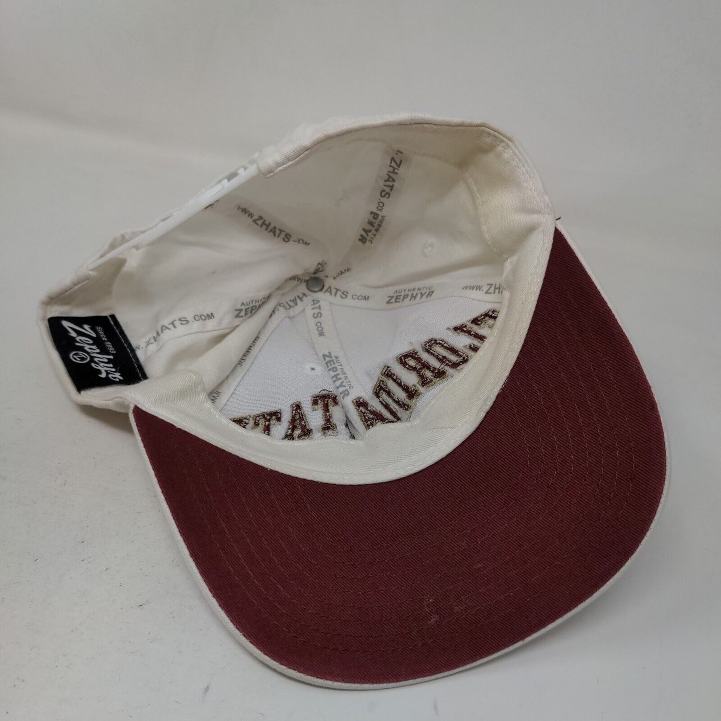 Zephyr Men's Snapback Hat White Florida State Seminoles Embroidered Logo