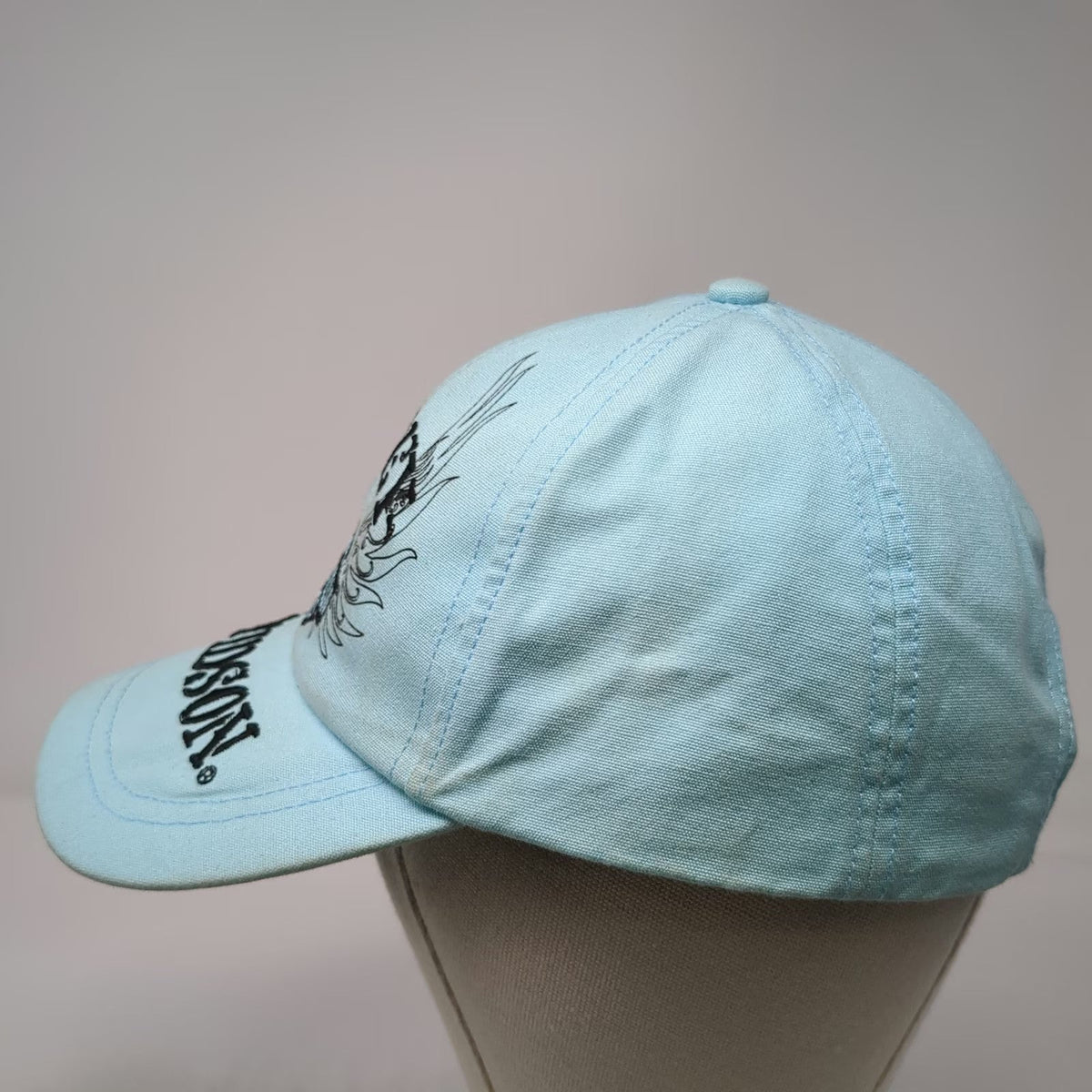 Harley-Davidson Blue Baseball Cap One Size Wings Embroidery Brim Slideback Hat