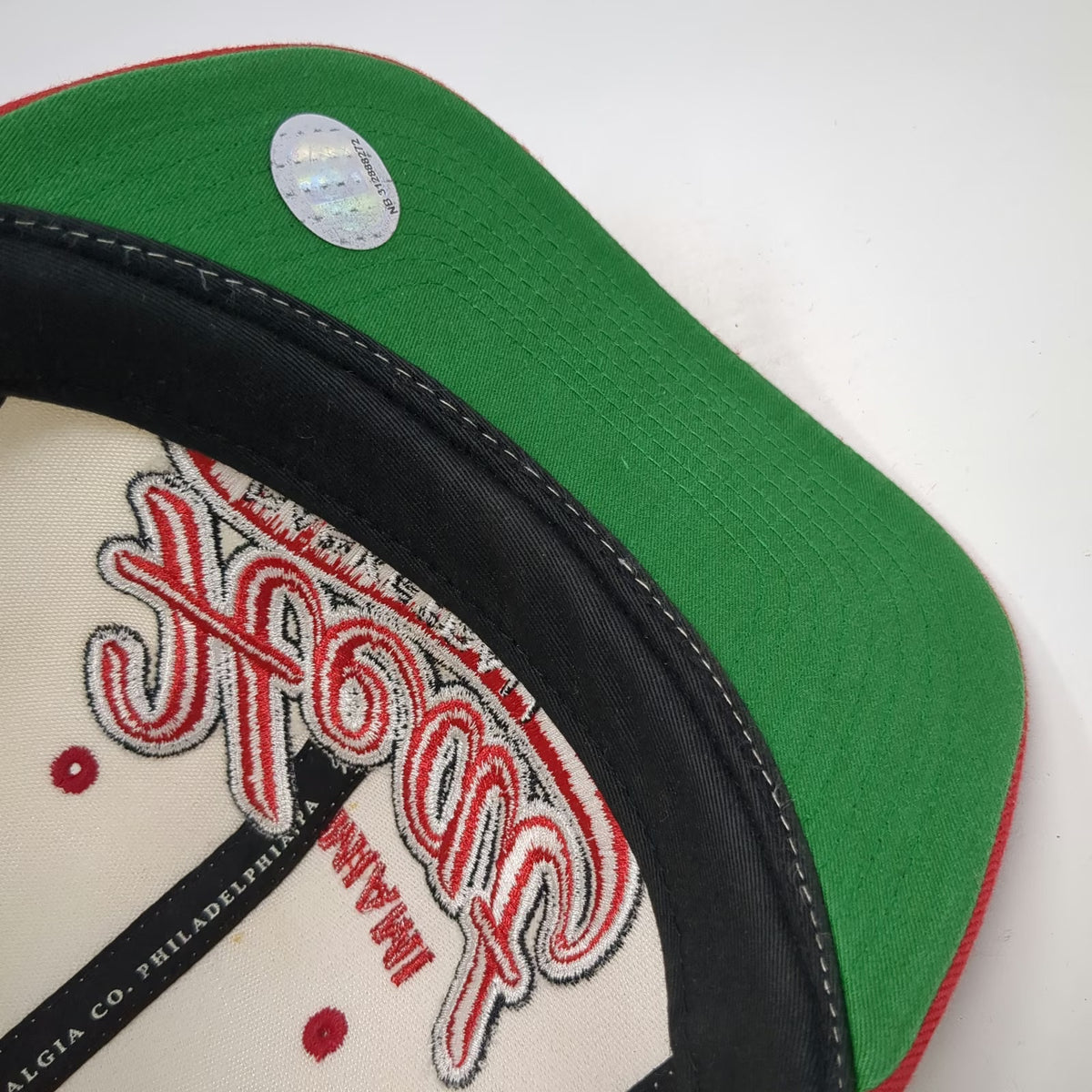 Mitchell & Ness Miami Heat NBA Snapback Hat White Red One Size Green Underbrim