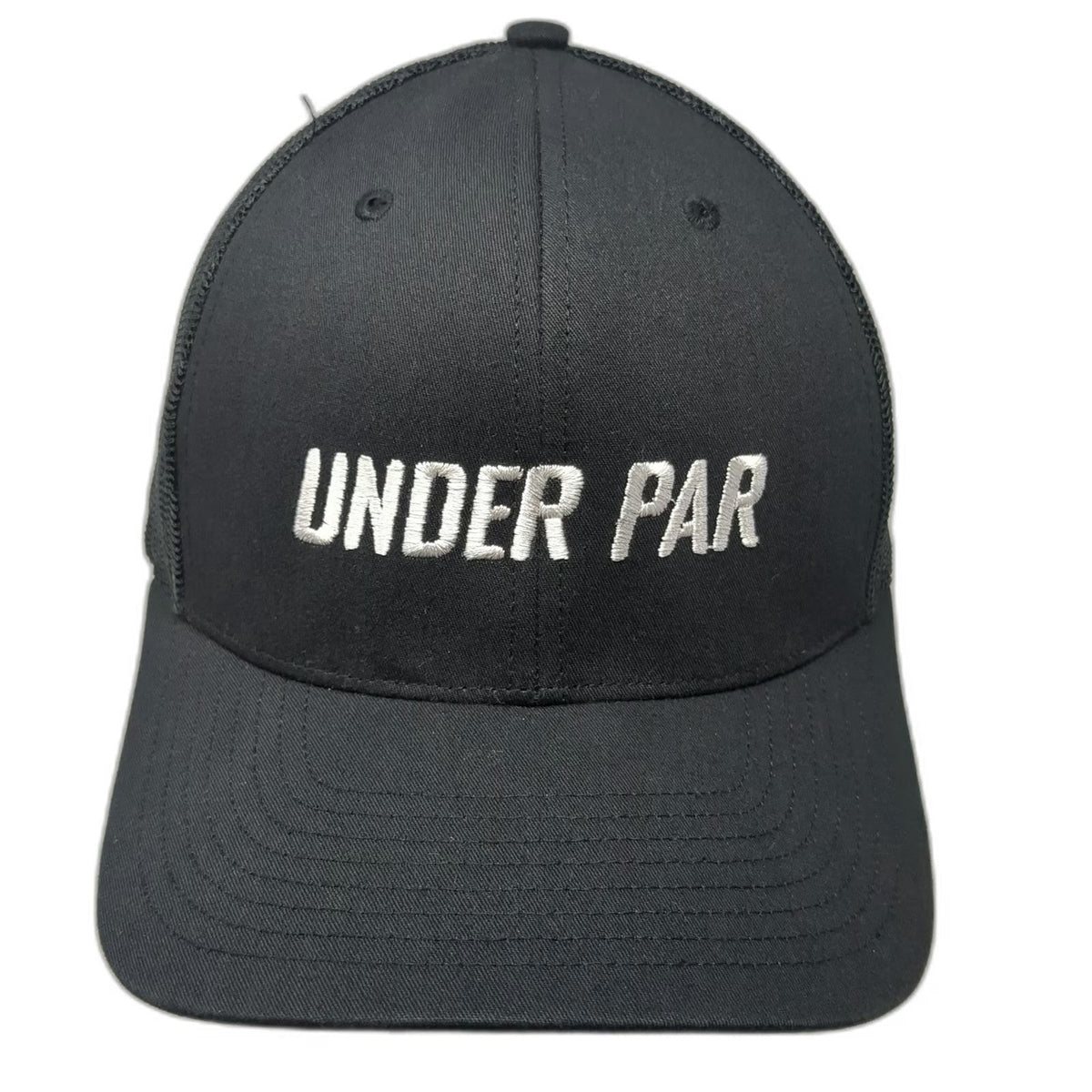 Richardson Trucker Hat Black One Size Under Par Over Par I'D Golf IGA Mesh