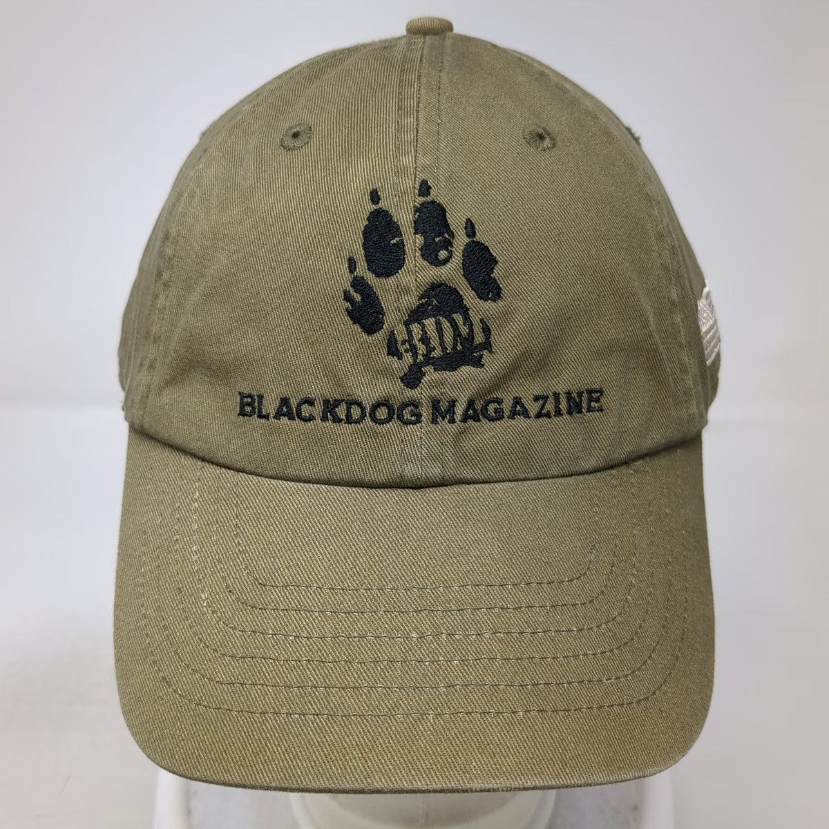 Black Dog Magazine Baseball Cap Green One Size Paw Print American Flag Hat