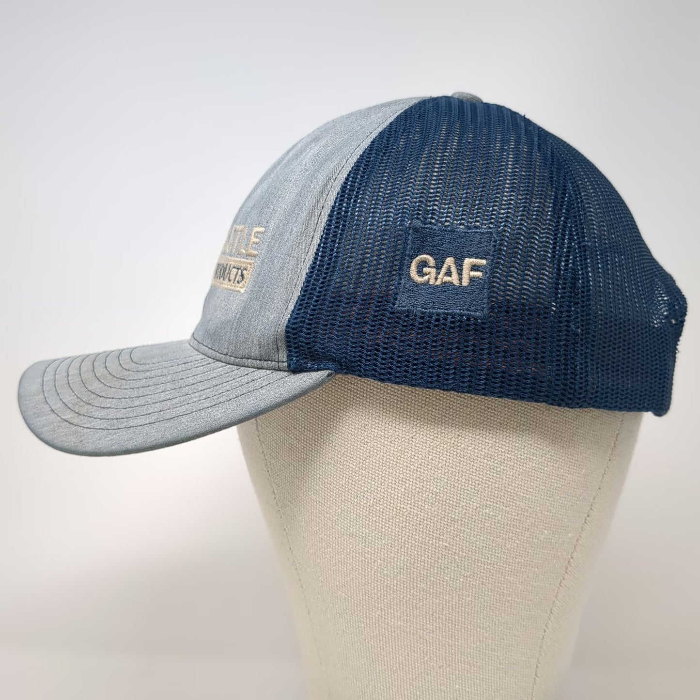 Richardson 112 Trucker Hat Blue One Size New Castle Building Products GAF Logo