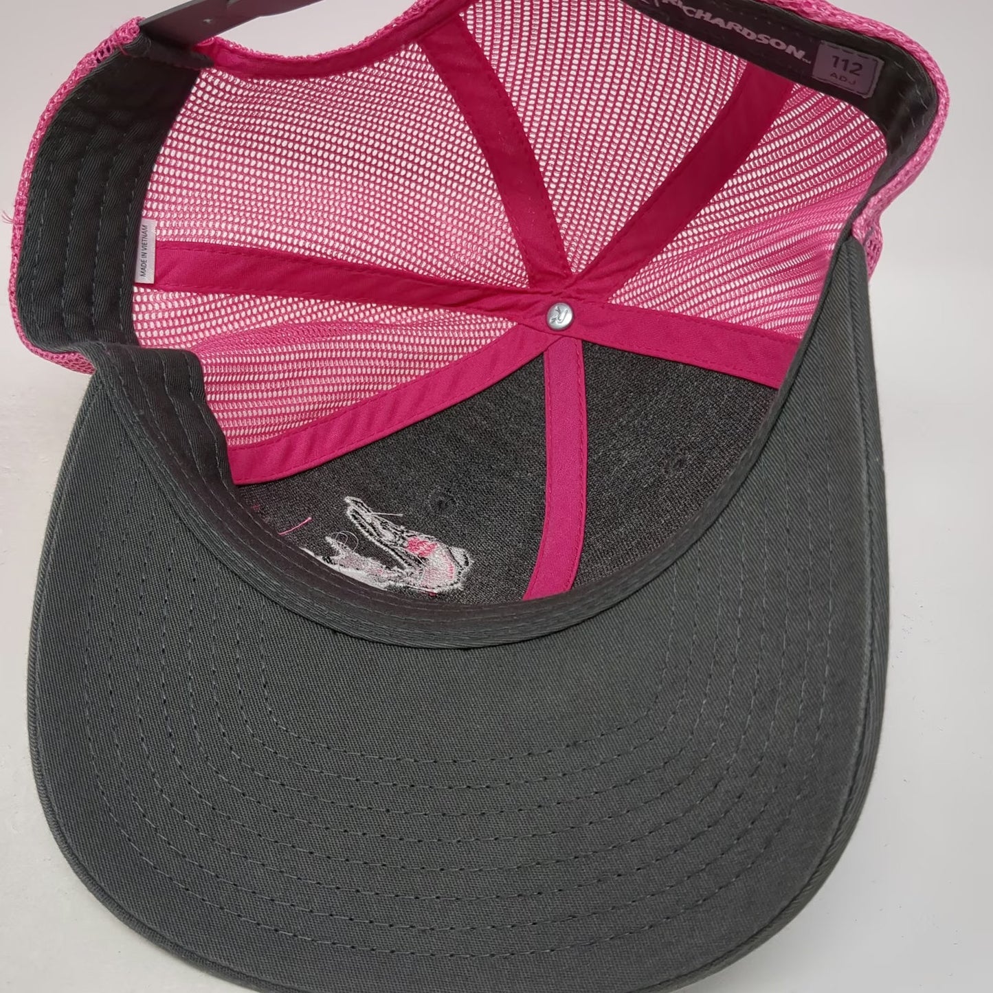Richardson Trucker Hat Gray Pink One Size Sockeye Brewing Salmon Mesh Snapback