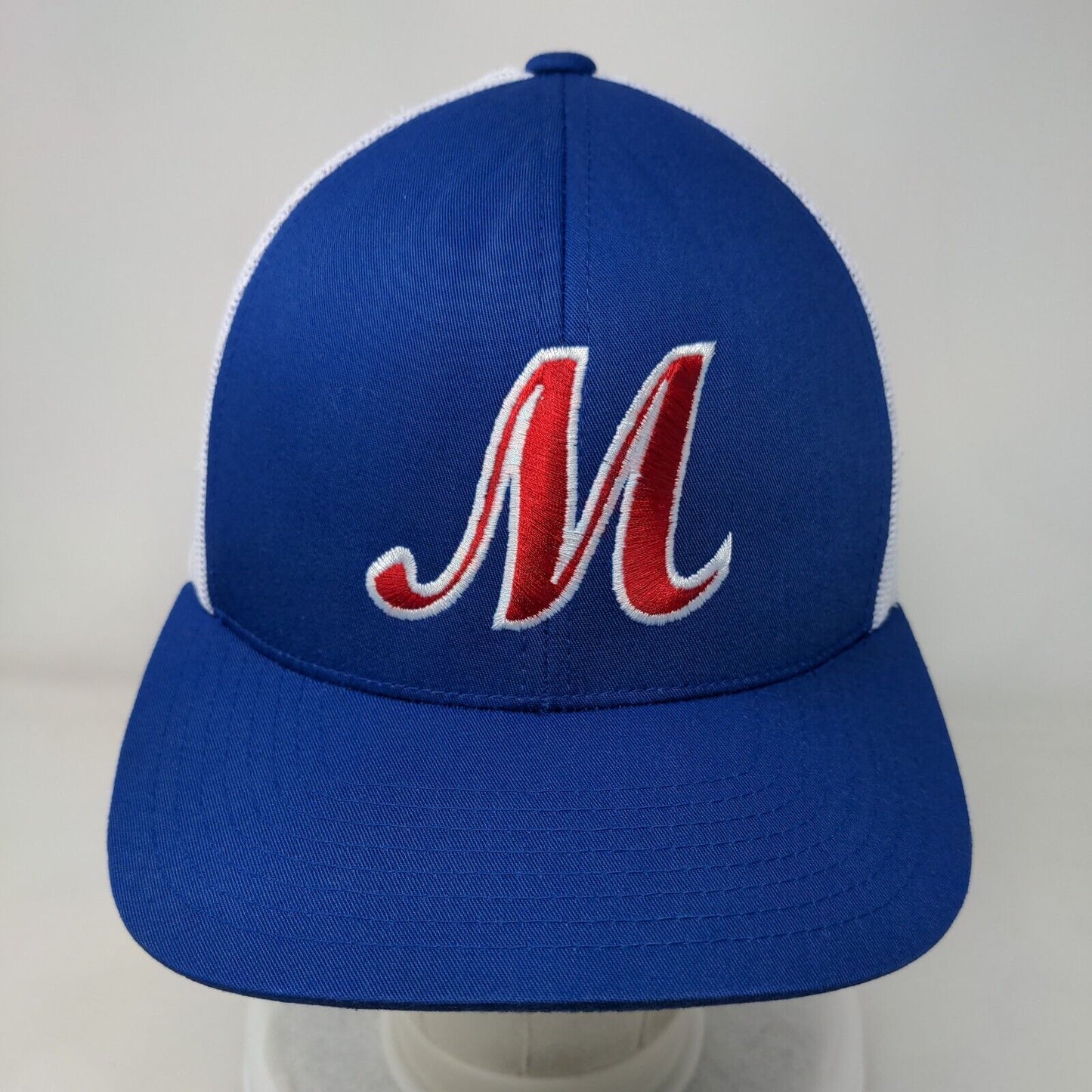 Letter M Snapback Mesh Back Trucker Hat Blue One Size Pacific Headwear