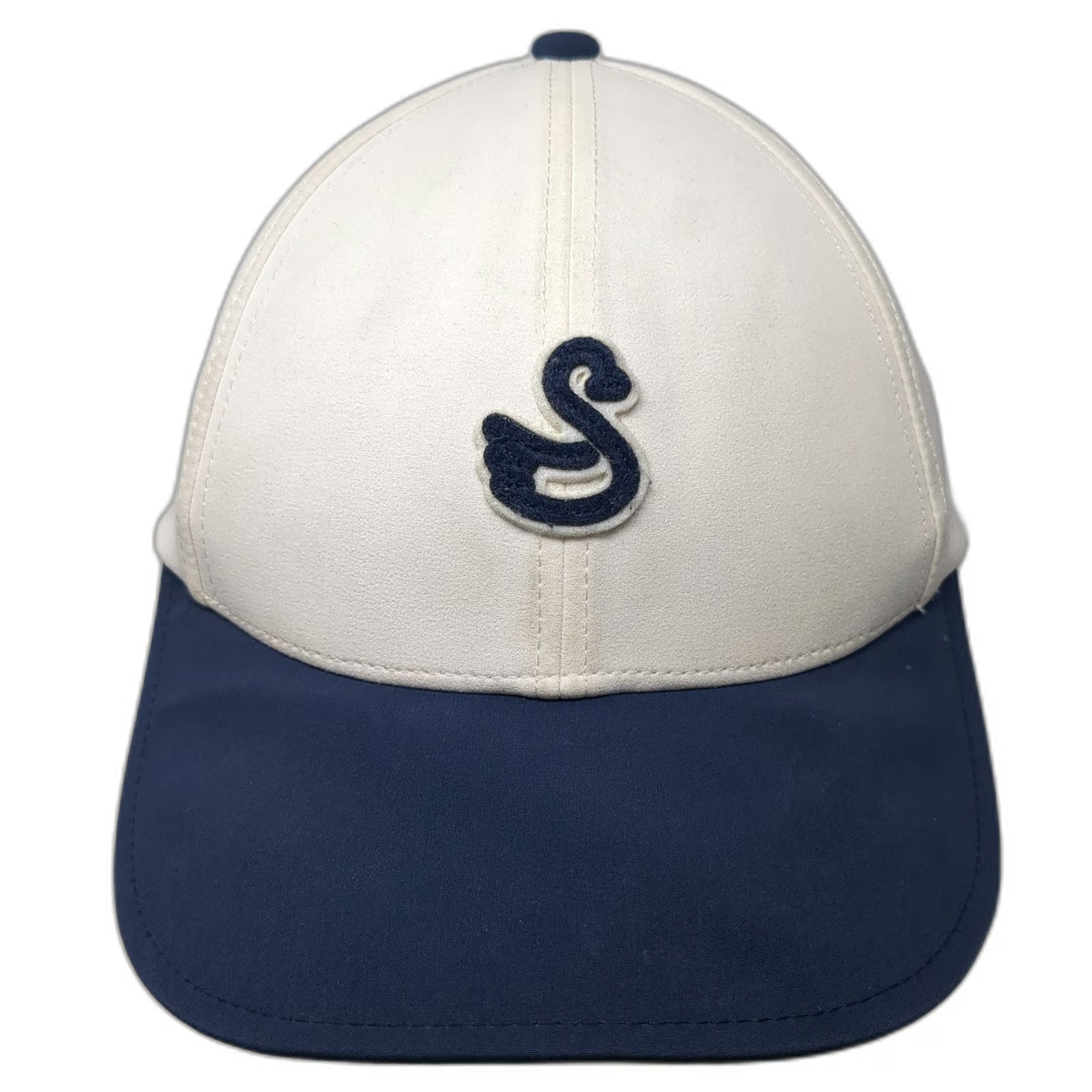 Swannies Snapback Hat White Blue One Size Golf Embroidered Swan Logo Adjustable