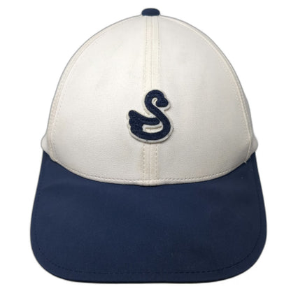 Swannies Snapback Hat White Blue One Size Golf Embroidered Swan Logo Adjustable