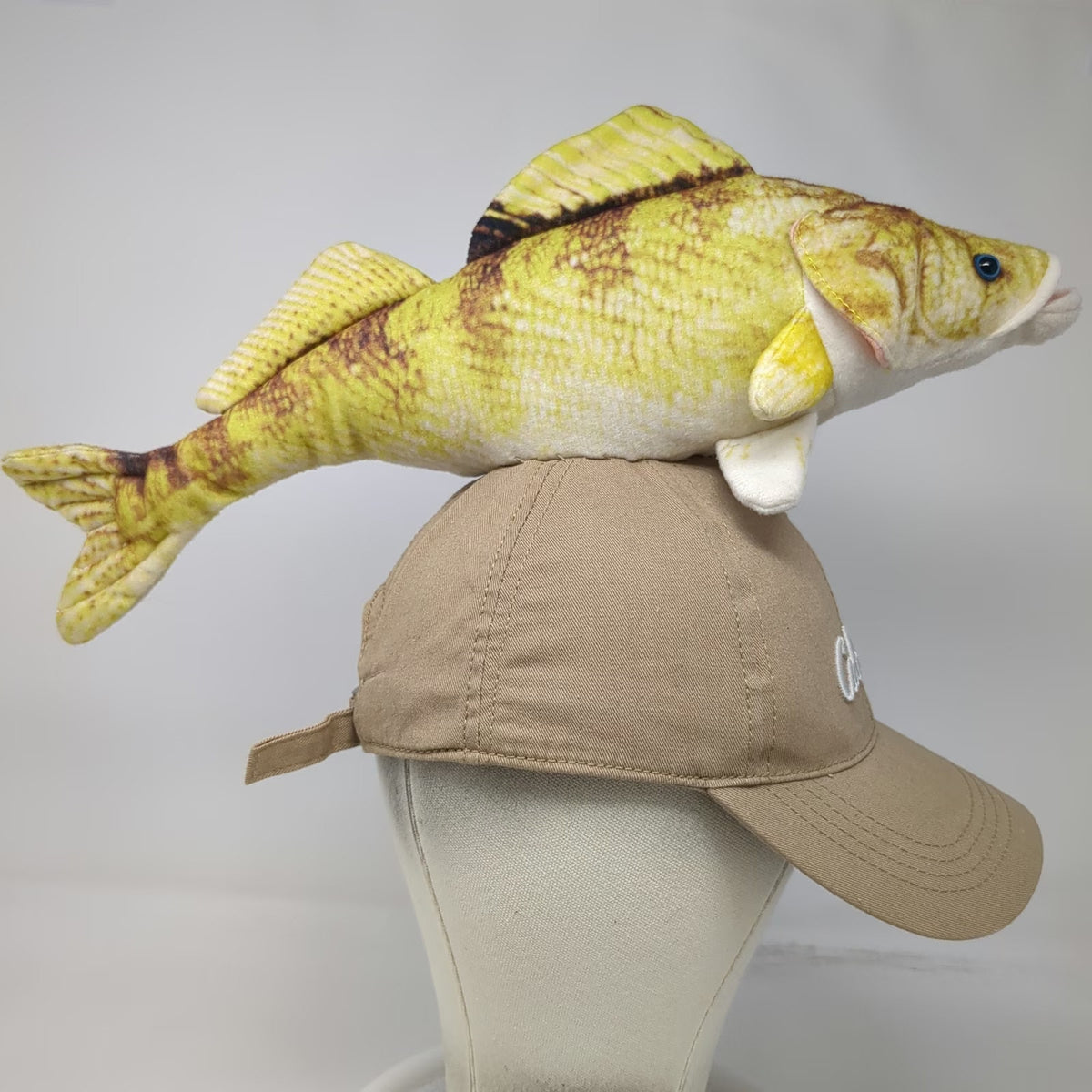Cabela's Baseball Cap Beige Walleye Plush Fish Hat Cotton Adjustable Novelty