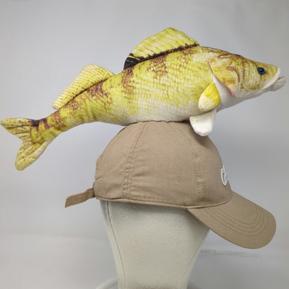 Cabela's Baseball Cap Beige Walleye Plush Fish Hat Cotton Adjustable Novelty