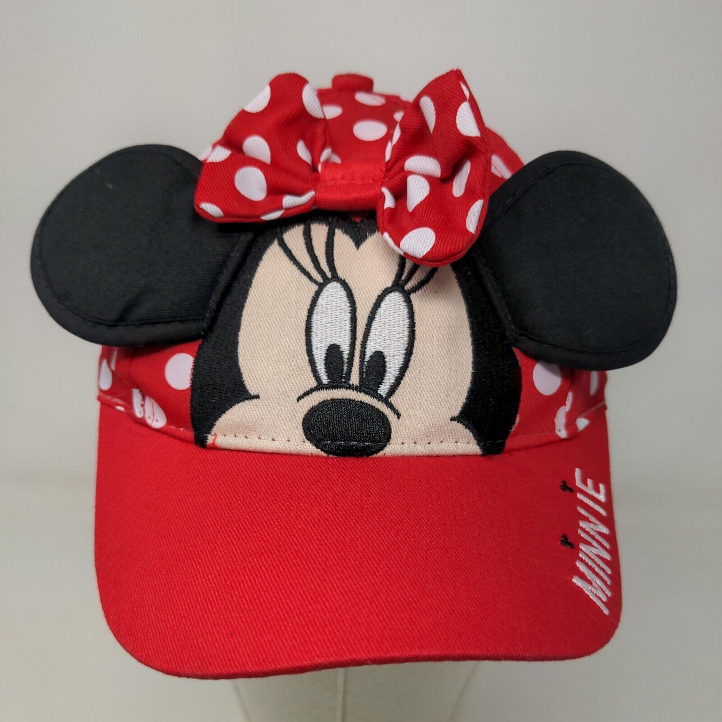 Disney Girl's Strapback Hat Red size OS Embroidered Minnie Mouse Ears