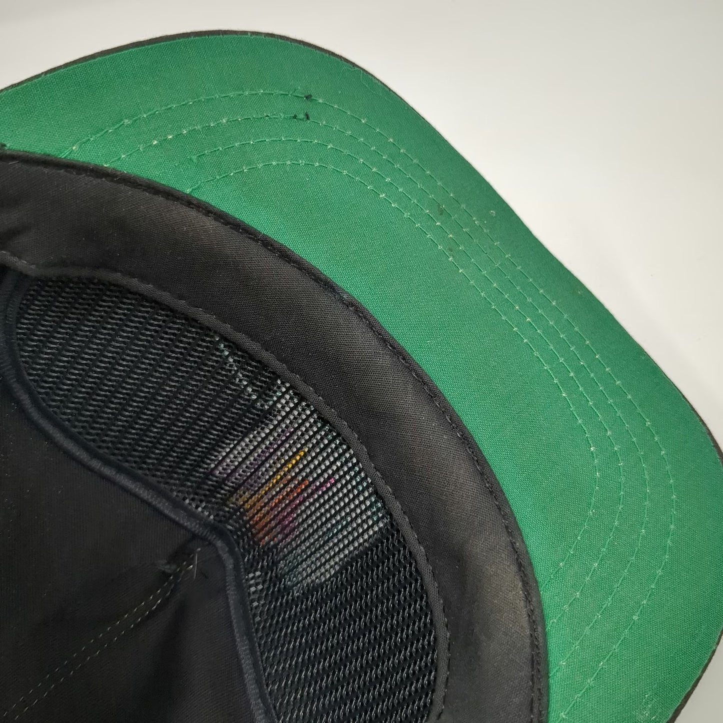 Cali-fame 5 Panel Black One Size Hat Rope Brim Green Underbrim Palm Trees Mirage