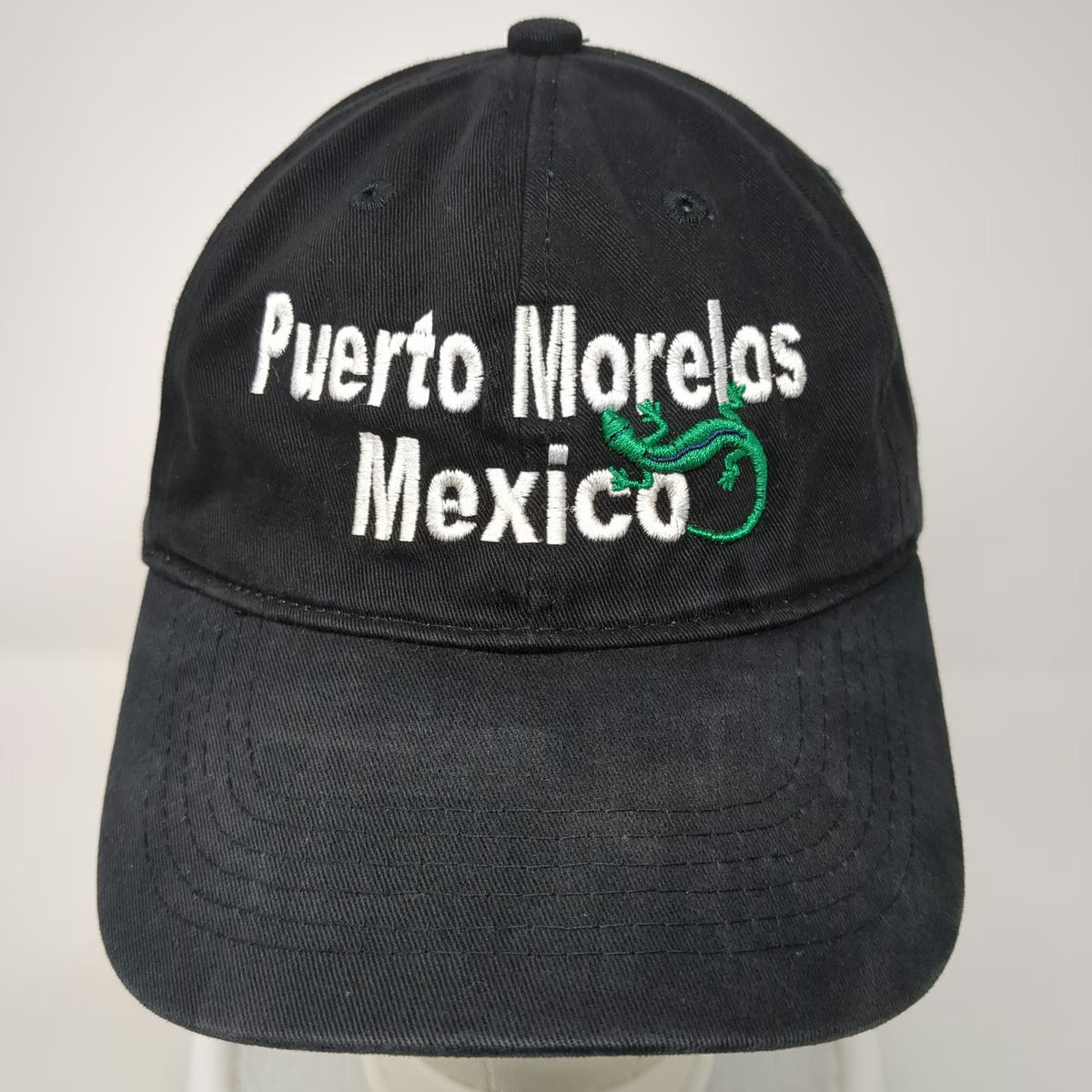Puerto Morelos Mexico Gecko Lizard Baseball Cap Black One Size Adjustable Hat