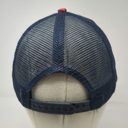 Adams Busch Beer Trucker Hat Blue Red Yellow White One Size Plaid Mesh Snapback