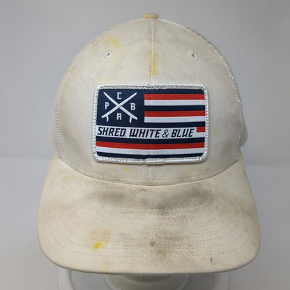 Shred White & Blue Patch Snapback Mesh Back Trucker Hat White One Size