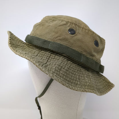 Green Bucket Hat 7 1/2 Fitted Chin Strap Wide Brim Military Sun Protection Hat