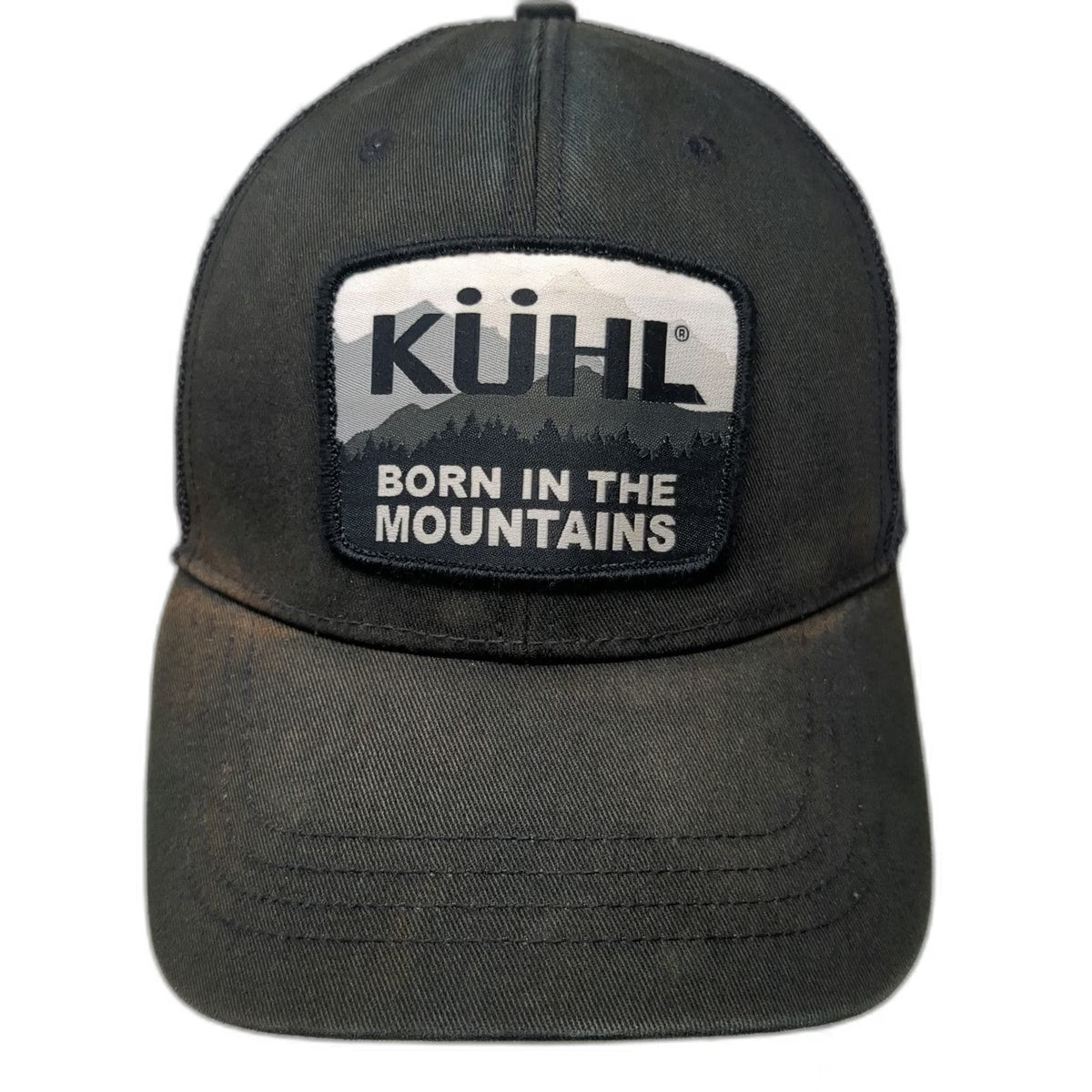 KÜHL Trucker Hat Black One Size Mountain Patch Mesh Back Snapback Outdoor Cap