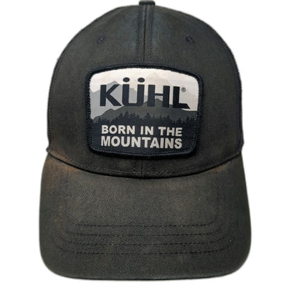 KÜHL Trucker Hat Black One Size Mountain Patch Mesh Back Snapback Outdoor Cap