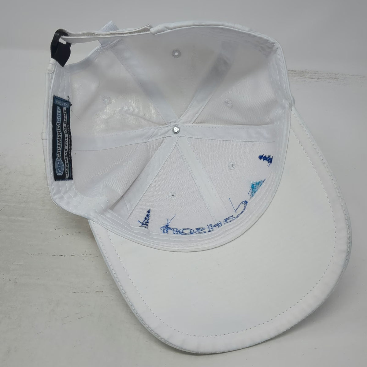 Cap America Golf White Blue Baseball One Size Carlson Logo Sporty Tech Hat