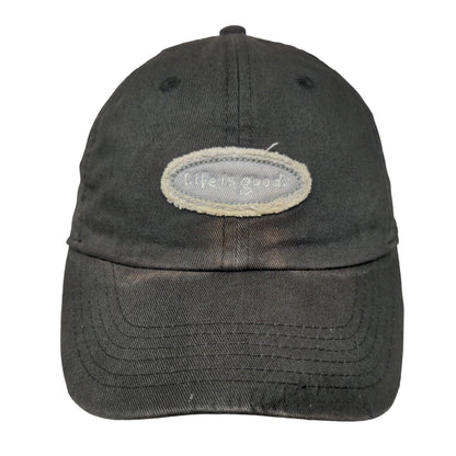 Life Is Good Slideback Hat Black One Size Embroidered Patch Adjustable