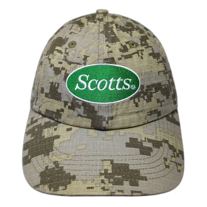 Scotts Baseball Cap Beige One Size Digital Camo Garden Lawn Care Logo Work Hat