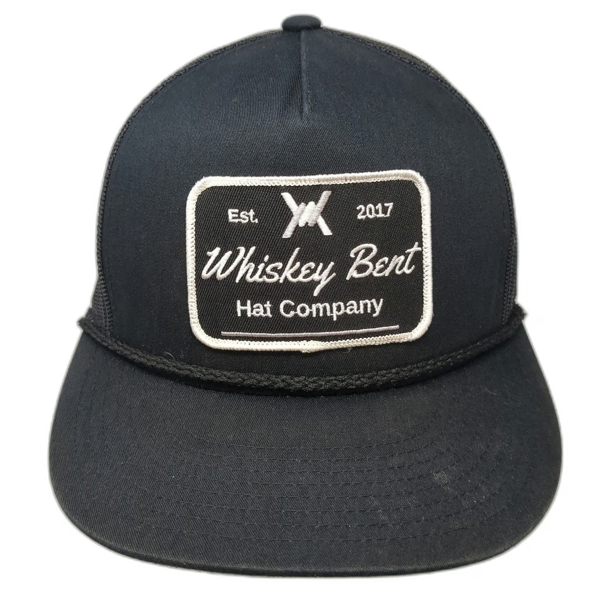 Whiskey Bent Hat Company Trucker Hat Black One Size Rope Mesh Back Logo Snapback