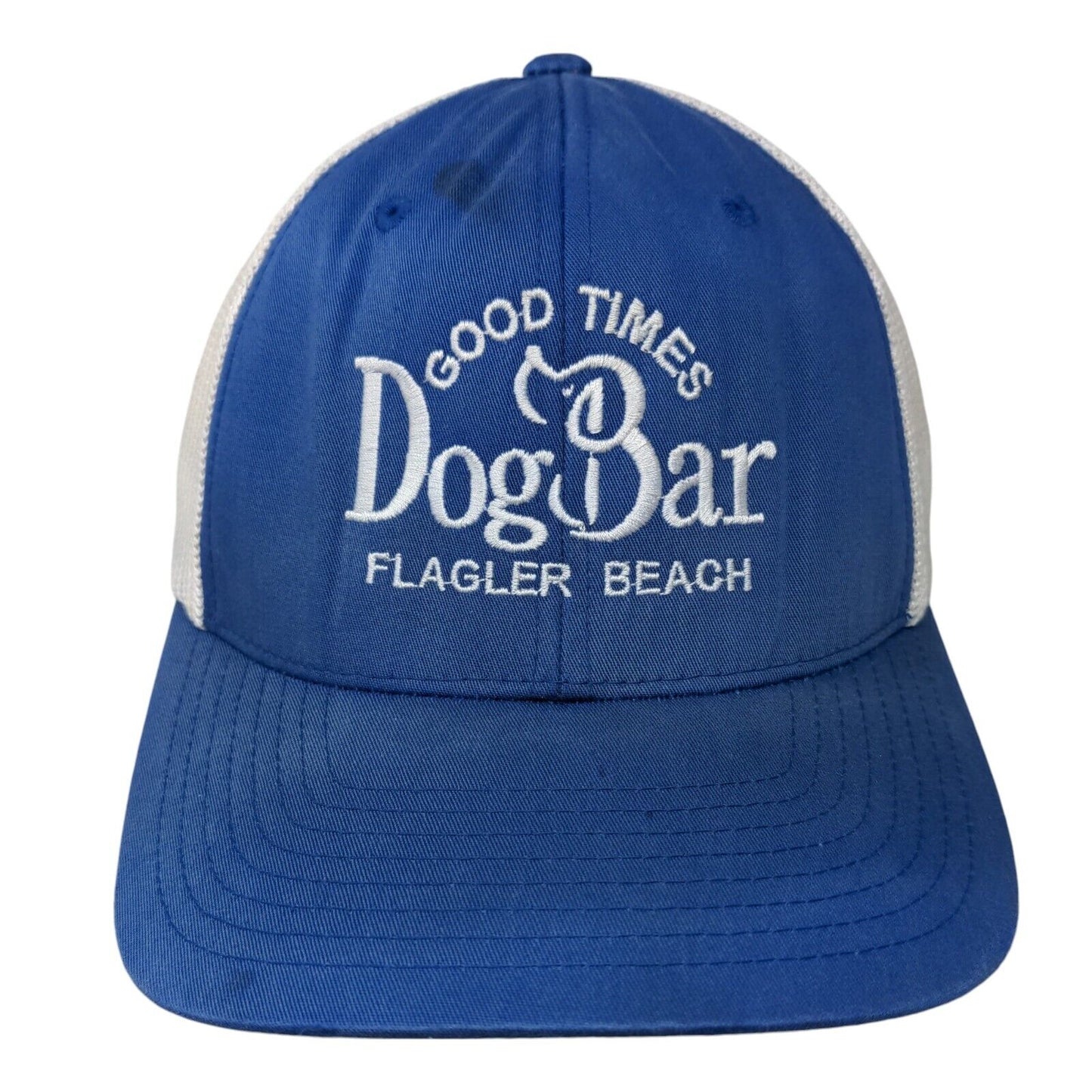 Good Times Dog Bar Fitted Mesh Back Trucker Hat Blue L/XL Colorblock