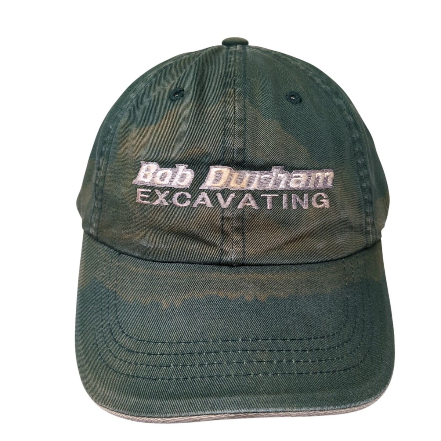 Bob Durham Excavating Strapback Hat Green One Size Solid Adjustable