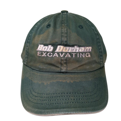 Bob Durham Excavating Strapback Hat Green One Size Solid Adjustable