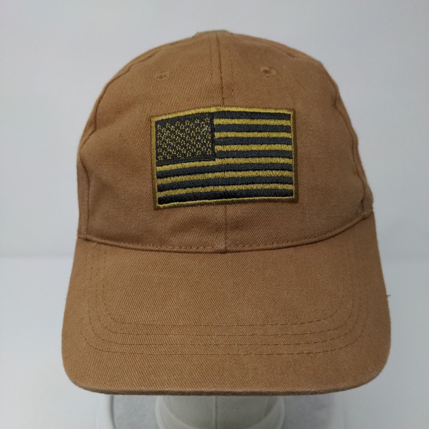 USA Flag Voodoo Tactical Strapback Hat Brown OSFA Adjustable Patriotic 6 Panel