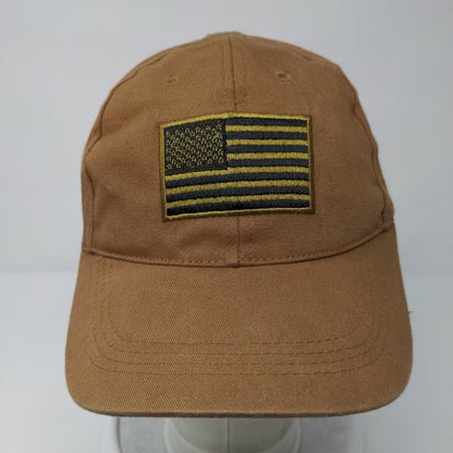 USA Flag Voodoo Tactical Strapback Hat Brown OSFA Adjustable Patriotic 6 Panel