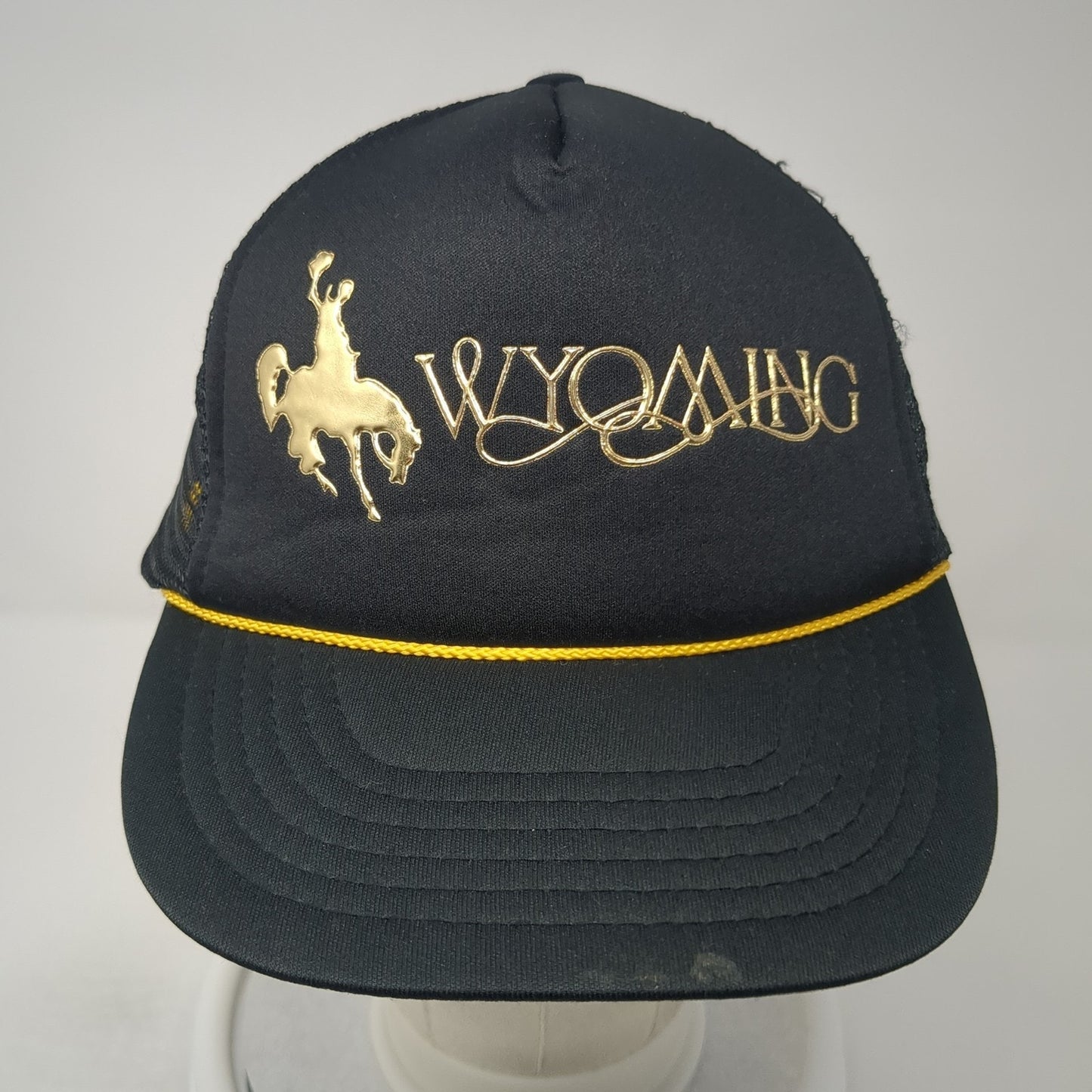 Wyoming Trucker Hat Black One Size Adjustable Mesh Back Rope Polyester