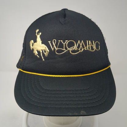Wyoming Trucker Hat Black One Size Adjustable Mesh Back Rope Polyester