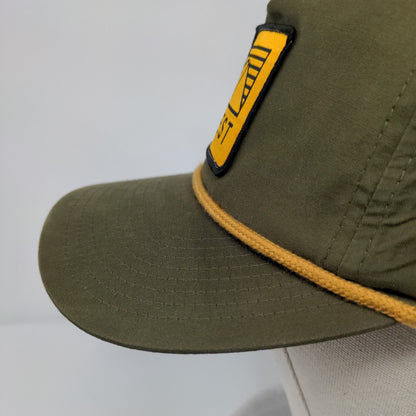 HEST Snapback Hat Green One Size Adjustable Embroidered Vented Holes Rope