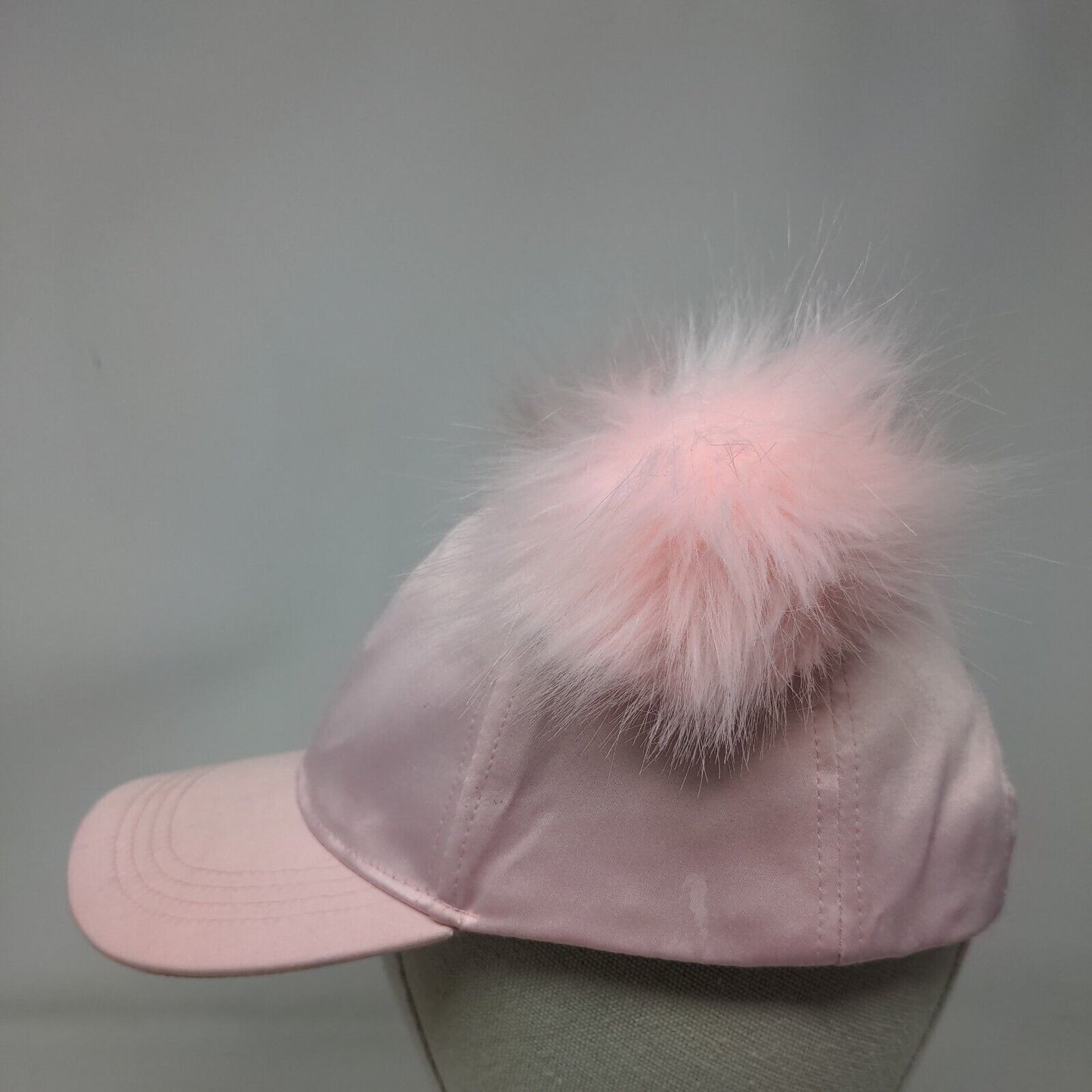 Place Strapback Hat Pink S-M 4-7 Adjustable Pompom Faux Fur Ears 6 Panel Blank