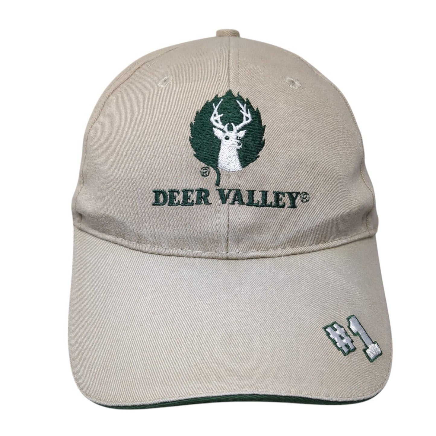 Deer Valley #1 Ski Resort Strapback Baseball Cap Brown OS Adjustable Embroidered